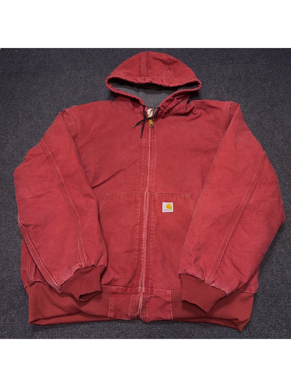 Carhartt Men's Utility Jacket XLarge Red Hooded Work Coat